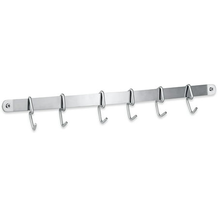 Utensil Wall - Pro Chef Kitchen Tools Stainless Steel Utensil Hanging Rack - 6 Hooks To Hold and Organize Kitchen Tools, Utensils, Pots, Pans On Wall Mounted Hanger Bar Rail