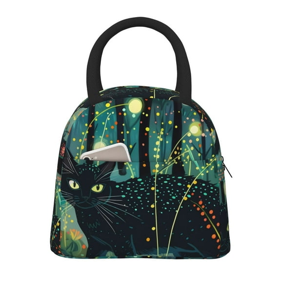 Hirioo Mystical Black Cat Fireflies for Eco-friendly Lunch Box,Leakproof Lunch Box for School, Work, Travel, and Picnics,Perfect for Meal Prep