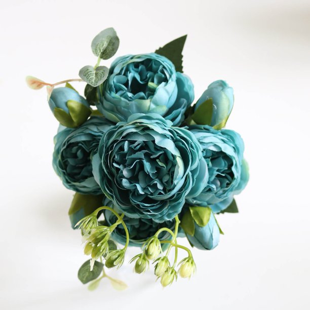 Ramo de flores artificiales de peonía de seda rosa de 30cm, 5 cabezas grandes y 4 brotes, flores falsas baratas para decoración de boda en casa, interior Tan Jianjun unisex