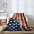 thumbnail image 4 of PHELIKA Vintage American Flag Us Stars And Red Stripe 02 All Season Soft Throw Blanket Lightweight Flannel Fleece Blankets 40" x 50", 4 of 8