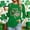 A1174 Green, variant on St. Patrick's Day T-Shirt for Women Glitter Shamrock Graphic Crewneck Long Sleeve Slim Fit Festive Top Saint Paddy's Day Party Celebration Clothes