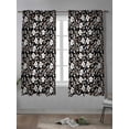 thumbnail image 4 of Black White Floral Curtains 63 Inch Length, Sheer Curtains for Bedroom Living Room Window Farmhouse Vintage Botanical Leaves Rod Pocket Drapes Kitchen Curtains Small Half Window 42"x63" 2 Panels, 4 of 6