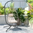 thumbnail image 2 of Flash Furniture Cleo Collection Wicker Hammock Chair with Cushion and Stand, Natural, 2 of 16