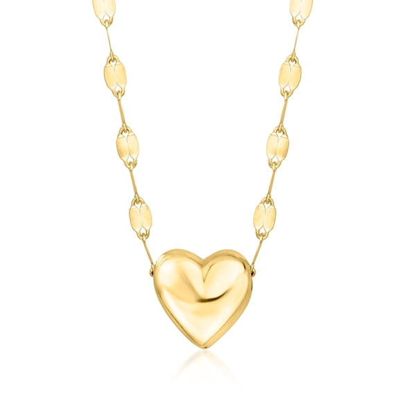 Ross-Simons Italian 10kt Yellow Gold Puffed Heart Necklace, Women's, Adult
