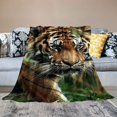 thumbnail image 2 of Autua Tiger Forest Wildlife Theme Warm Lightweight Blanket Soft Fleece Blankets Throw Blanket for Living Rooms Sofa Decor Cow Gifts All Seasons Flannel Material Blanket 40x50in, 2 of 6