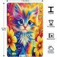 thumbnail image 4 of Letreros metálicos de gatitos y flores de colores, decoración de pared de hojalata de 8 x 12 pulgadas, 4 of 8