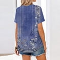 thumbnail image 5 of Dwralegc Womens Short Sleeve Tunic Blouse V Neck Button Down Shirt Casual Business Work Clothing Dressy Solid Color Summer Spring Short Sleeve Outfits Blue XL, 5 of 5