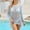Blue, variant on Swimwear Cover Up for Women Loose Casual Round Neck Quarter Sleeve Hollow Out Cover Shirt Beach Beach Vacation Cover Shirt