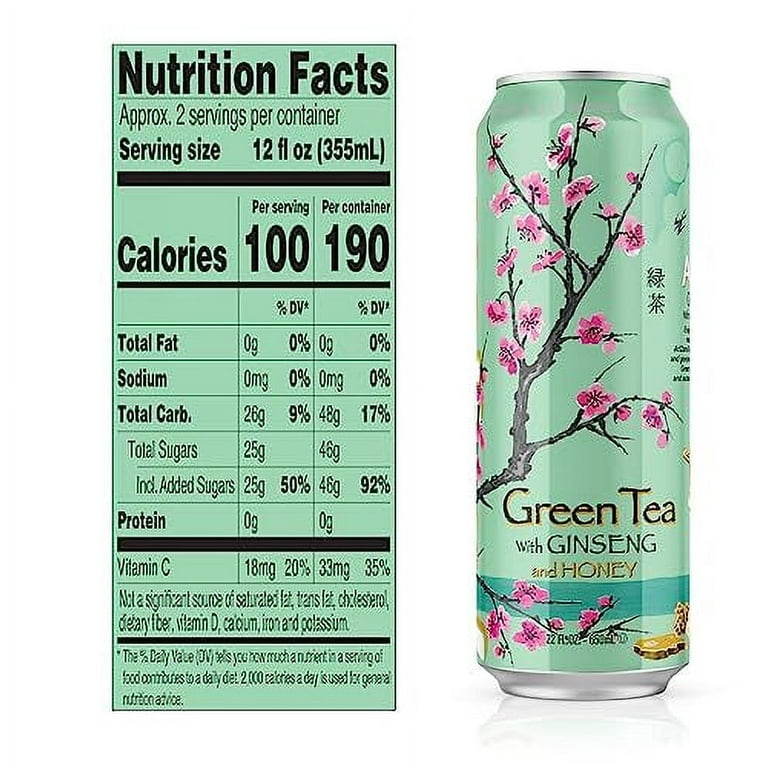 AriZona Green Tea with Ginseng and Honey - Big Can, 22 Fl Oz (Pack 