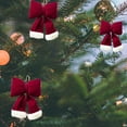 thumbnail image 4 of RyanK Christmas Bow,Christmas Ornament,Christmas Tree Decorations,Christmas Red Flocking Bow Hanging Decoration Christmas Tree Decoration Hanging Decoration Window Decoration 20×25×4cm Red, 4 of 6