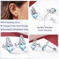 thumbnail image 5 of FaithHeart March Birthstone Heart Stud Earrings for Women 925 Sterling Silver Celtic Knot Earrings Hypoallergenic Mother Birthday Jewelry with Gift Box, 5 of 8