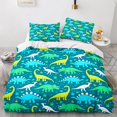 thumbnail image 3 of Juego de cama con funda de dinosaurio 3D, juego de 3 piezas con dibujos de animales, 1 funda de cama, juegos de edredón tamaño queen, 3 of 5