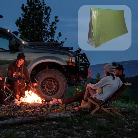 REOFLYUP Multi-Functional Camping Tent with Windproof Emergency Blanket, Outdoor Survival Shelter in Green
