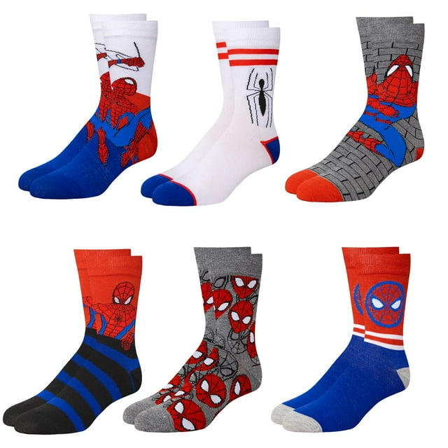 Pack de 6 calcetines Marvel Spiderman Athletic Crew para hombre y niño