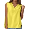 thumbnail image 1 of Hiiyo Women's Summer Cotton Linen Tank Top Solid Color V Neck Sleeveless Tops, Sizes L, 1 of 4