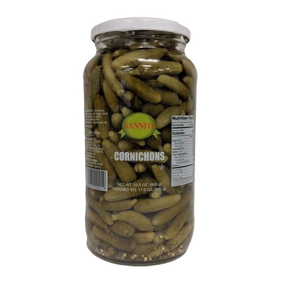 Sanniti Cornichons, Crunchy Charcuterie Pickles, 33.5 oz