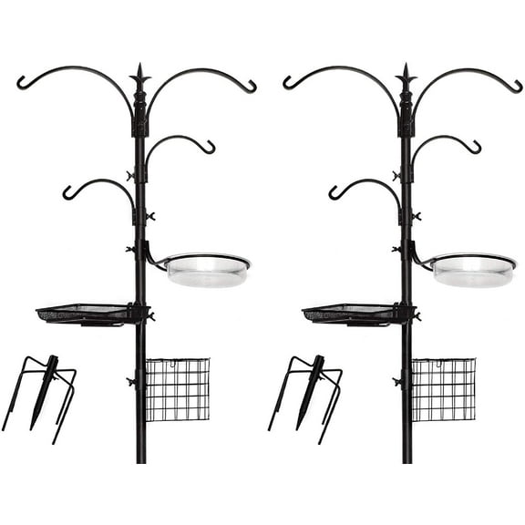 Ashman Online, Deluxe Premium Bird Feeding Station Hanger, Black Color, 22" Wide x 91" Tall 82 inch Length, (2Pack) for Wildbirds and Hummingbirds.