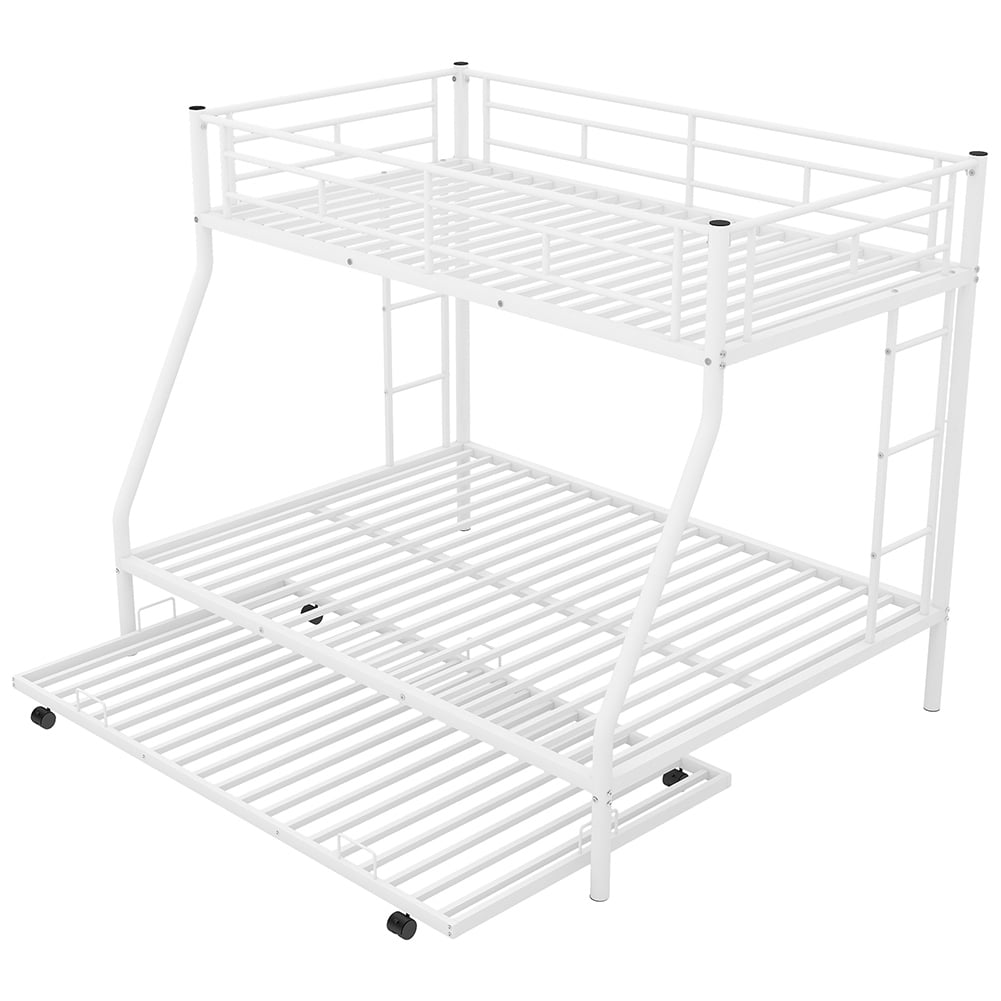 Kadyn Twin over Full Bed with Sturdy Steel Frame, Bunk Bed with Two-Side Ladders, White