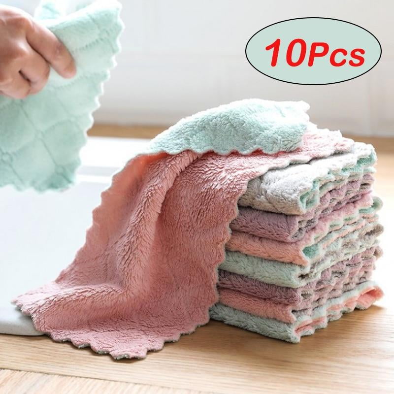 10Pcs Microfiber Cleaning Cloth Super Absorbent Household Dish Towels Kitchen CA 