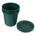 thumbnail image 2 of 4 Pcs 6 inch Plastic Planters with Multiple Drainage Holes and Tray - Plant Pots for All Home Garden Flowers Succulents, Matte Black, 2 of 6