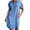 Blue, variant on TopLLC Summer Dresses for Women Fashion Midi Dresses Casual Short Sleeve Slim Solid Color Button Down Imitation Denim Dress Tshirt Dresses with Pockets
