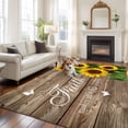 thumbnail image 2 of 5x7 Area Rugs for Living Room, Spring Sunflowers Non Slip Area Rugs for Kitchen Bedroom Entryway, Country Farmhouse Brown Wooden Plank Washable Carpet Runner Rug Floor Mats for Bedroom Home Decor, 2 of 8