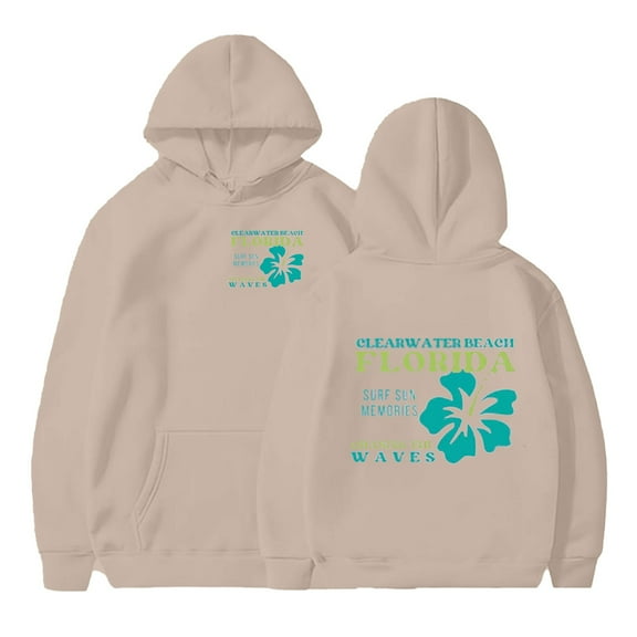 Charmgo Graphic Hoodies Under $15, Women Casual Fashion Letter Print Hoodie Sweatshirt Funny Winter Clothes for Women, Beige Hoodies for Women L