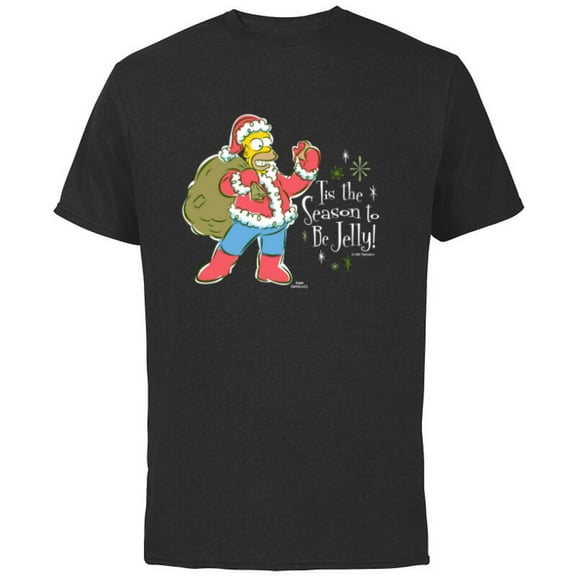 The Simpsons Homer Santa Christmas Season to be Jelly - Short Sleeve Cotton T-Shirt for Adults - Customized-Black