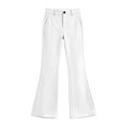 thumbnail image 2 of BXJX Girls Flare Pants, Side Pockets Fall Fashion Zip-Button Kids Casual Trousers White Size 5-6 T, 2 of 6