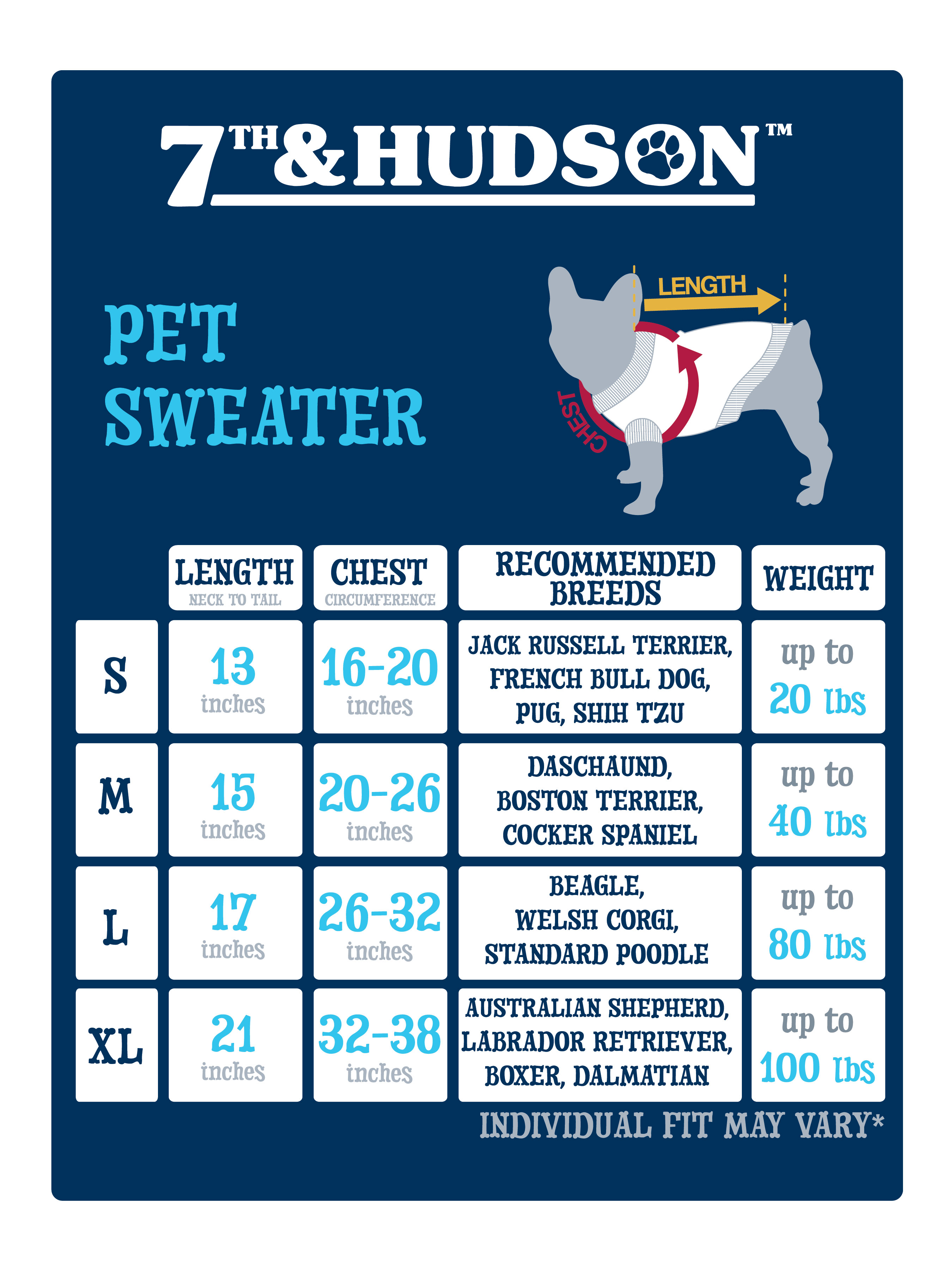 7th & Hudson Cowl Neck Sweater for Dogs and Cats, Size S-XL