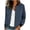 Navy, variant on Faux Suede Bomber Jackets For Women Button Down Long Sleeve Crew Neck Outwear Ribbed Patchwork Casual Trendy Coat (S, Yellow)