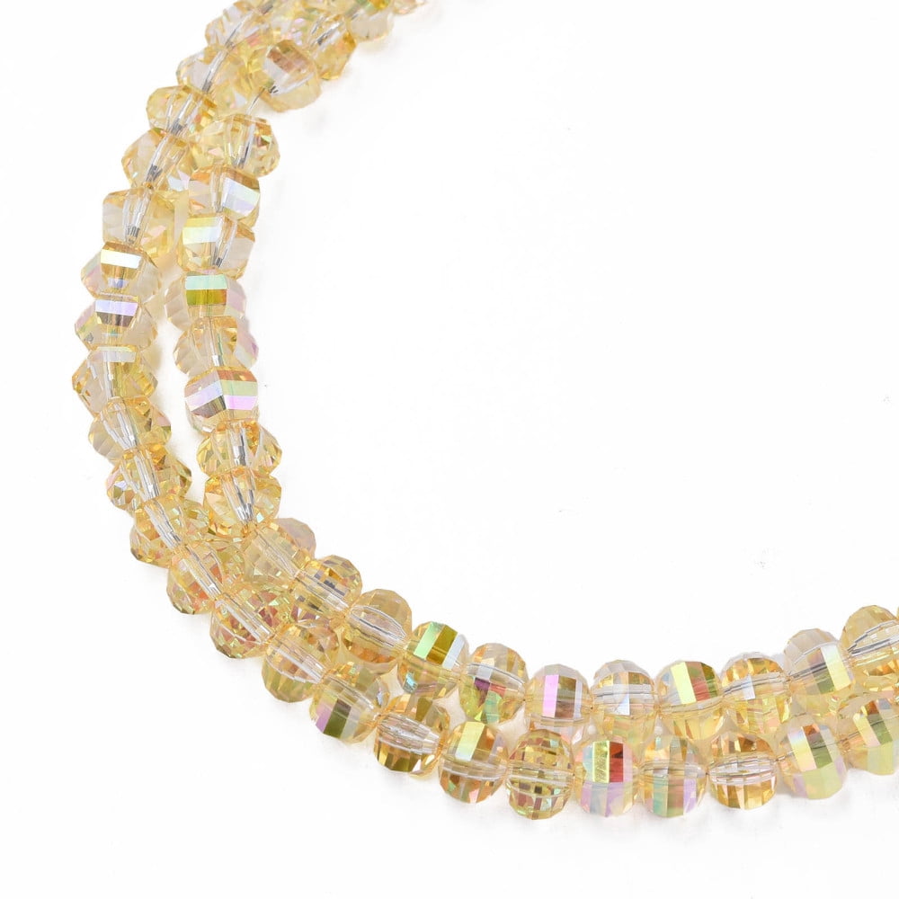 Electroplate Transparent Glass Beads Strands Faceted Round golden 9.5x8.5mm Hole: 1.5mm about 65~70pcs/strand 22.05 inch~23.62 inch(56~60cm)