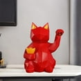 thumbnail image 2 of Estatua de Gato Geométrica Zulema Figura Gato de la Suerte Rojo, 2 of 5