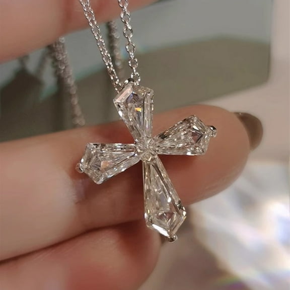 Cross Pendant Necklace for Women Super Flash Cross Collarbone Necklace for Women Jewelry Valentines Day