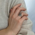 thumbnail image 4 of Silver Women's 925 Sterling Silver Oxidized Simulated Marcasite Overlapping Leaf Branch Ring, 4 of 5