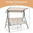 thumbnail image 3 of Gymax Lot de 3 Chaises Hamac pour Patio et Véranda avec Auvent Réglable et Coussins Amovibles, 3 of 5