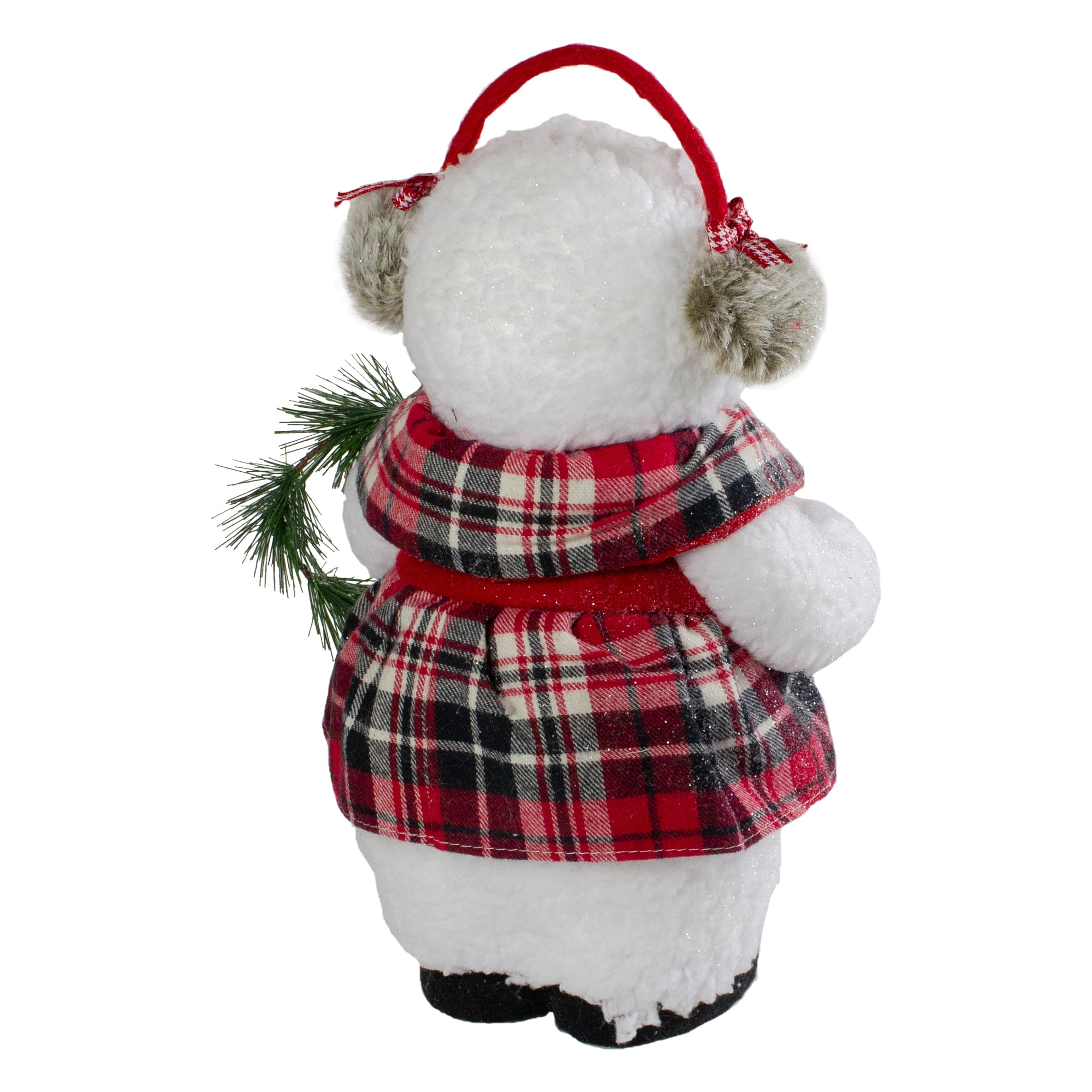 Northlight Plush Girl Snowman with Ear Muffs and Wreath Christmas Figure - 12"