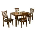 thumbnail image 2 of Benjara 5 Piece Dining Set In Rubberwood With Faux Marble Top Brown, 2 of 3