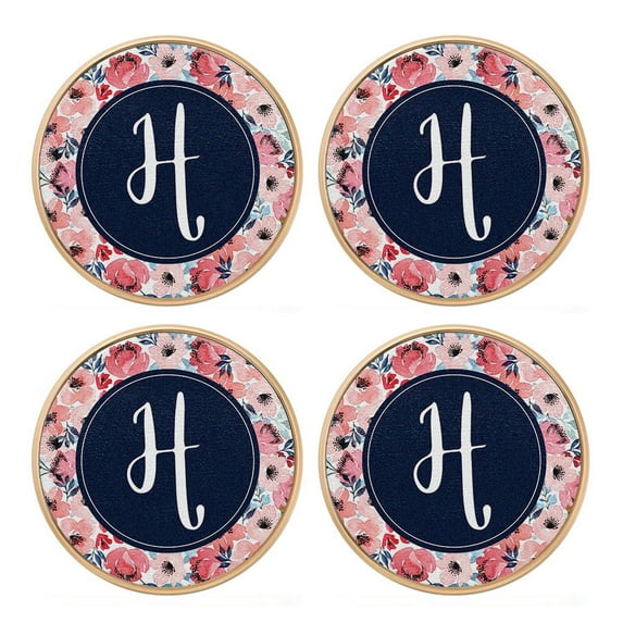 WIRESTER Heavy Duty 4pcs Set Round Cabinet Drawer Knobs Decorative Wall Hanging Hooks for Home Bathroom Bedroom Kitchen, Drawer Dresser Handles Cupboard Door Heavy Knobs - Watercolor Flower H