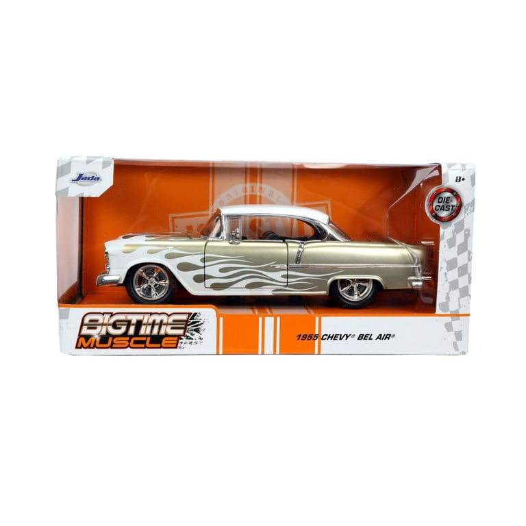 1955 Chevy Bel Air, Gold with White Flames - Jada Toys 32917 1955 Chevy Bel Air, Gold with White Flames - Jada Toys 32917