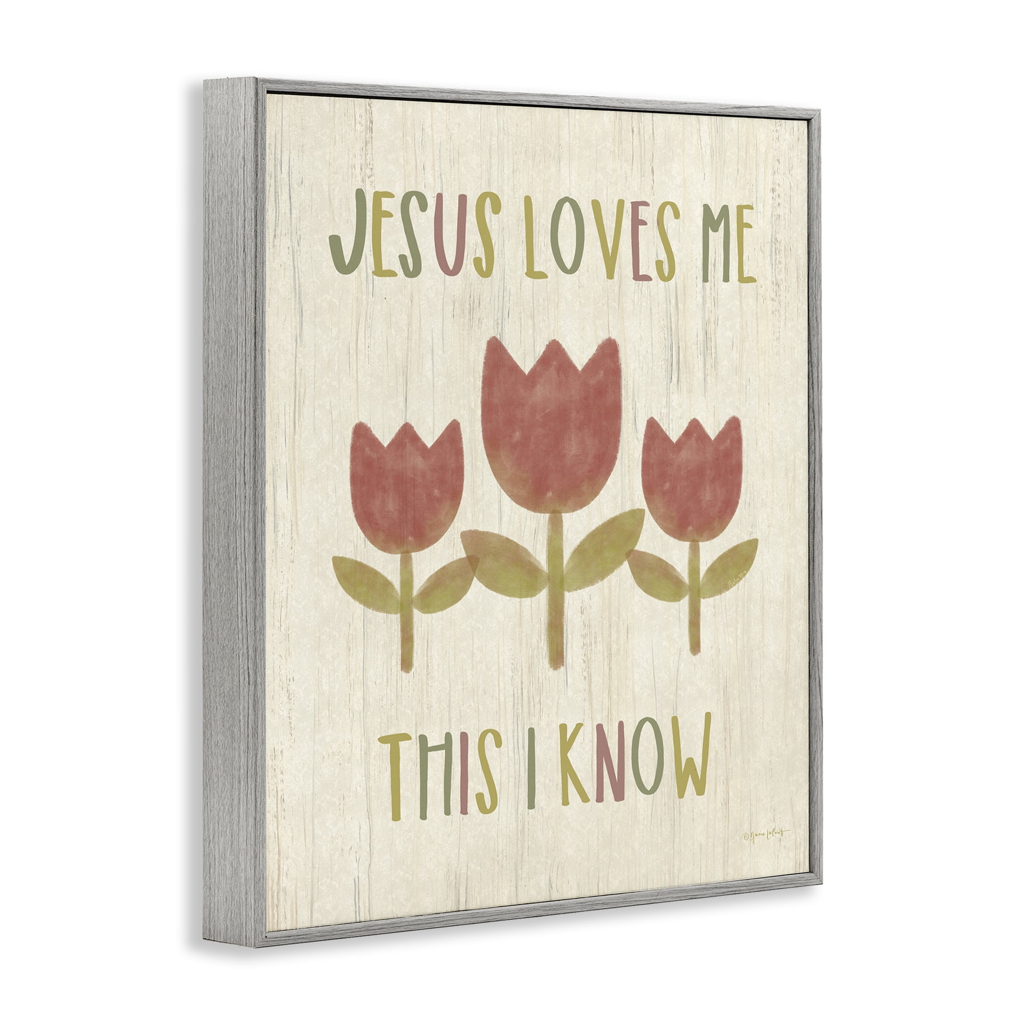 Stupell Industries Jesus Loves Me This I Know Gray Framed Giclee Art, design by Annie LaPoint