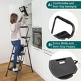thumbnail image 3 of HBTower 4 Step Ladder with Tool Tray, Folding Step Stool with Wide Anti-Slip Pedal, Sturdy Steel Ladder, Convenient Handrail, Lightweight, Portable Steel Step Stool, Black, 3 of 10