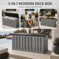 thumbnail image 2 of 130 Gallon Resin Deck Box, Outdoor Lockable Storage Container for Patio Cushions, Garden Tools, Pool Supplies, Toys, Water Resistant and UV Resistant, Reinforced Rib Design, Gray, 2 of 5