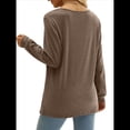 thumbnail image 4 of Blusa Elegante Informal con Cuello en Forma de Corazón y Larga para Mujer, Color Liso, Estilo Túnica, Tipo Suéter. Café S, 4 of 5