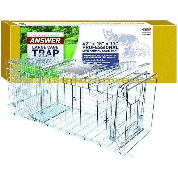 Answer JT Eaton 495N Single Door Live Animal Cage Trap for Extra Large Size Pests, 42" x 15" x 17"