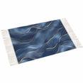 thumbnail image 2 of Navy Blue Marble Bath Rug 2x3ft Woven Bathroom Entryway Runner Rug,Abstract Modern Golden Geometric Washable Living Room Hallway Bedroom Kitchen Carpet with Tassels,Indoor Outdoor Throw Doormat, 2 of 5