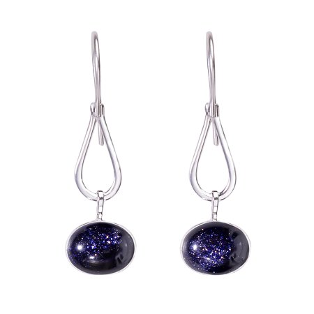 Blue Sunstone - Simulated 925 Silver Dangle & Drop Designer Earring Jewelry L:1.75"