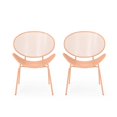 Elloree Matte Orange Metal Outdoor Patio Dining Chair (2Pack