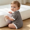 thumbnail image 6 of biudgviw Baby Boy Girl Clothes Short Sleeve Newborn Infant Bodysuit Color Block Casual Round Neck Onesies Rompers Summer Outfits(Gray,9-12 Months), 6 of 6