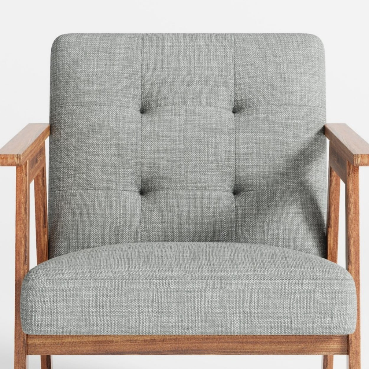Modern Accent Chair, Fabric Upholstered Armchair with Tufted Details and Wooden Frame, Light Gray Lounge Chair for Living Room, Bedroom & Office, Light Gray